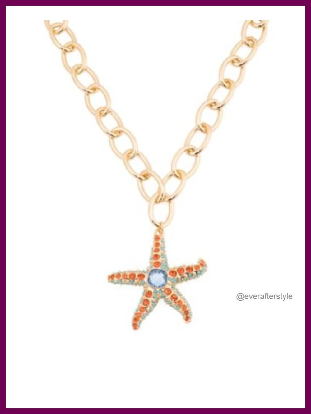 Crystal Starfish Pendant Necklace Gold-Plated Chain 16 Inch Extender